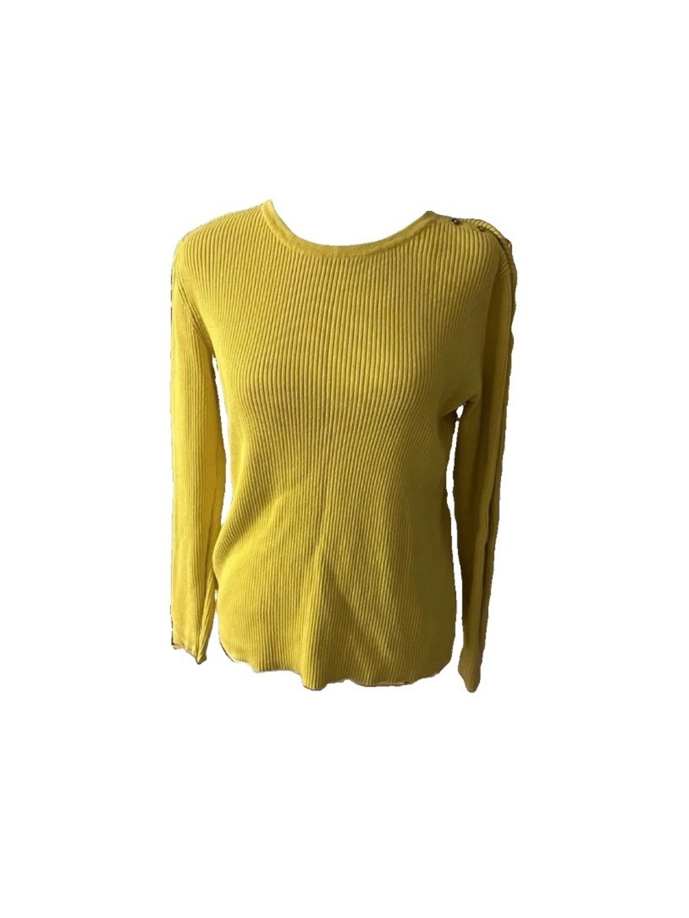 Liz Claiborne Women’s Cotton Pullover Sweater Ribbed Knit Yellow Large
